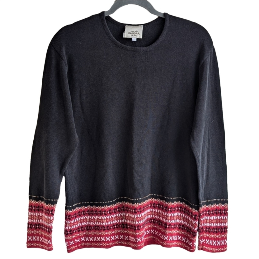 Vintage cotton crewneck sweater fair isle winter design sz L